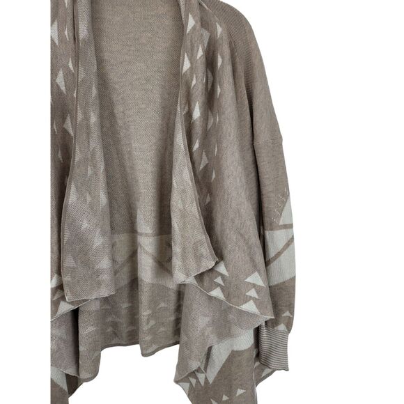 Bajee Collection By Becool Cardigan S/M Womens Tan White Long Sleeve Boho - Picture 2 of 6